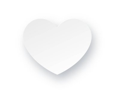 Beyaz, boş kağıt kalp şekli, Sevgililer Günü kartı dekorasyonu. Vektör illüstrasyonu