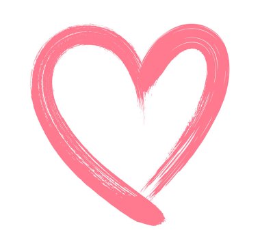 Pembe kalp, anlamlı fırça darbeleriyle boyanmış. Sevgililer günü kartı ya da afişi