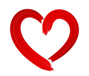 Temiz bir arkaplanda canlı kırmızı fırça darbesi kalp çizimi. Vektör illüstrasyonu