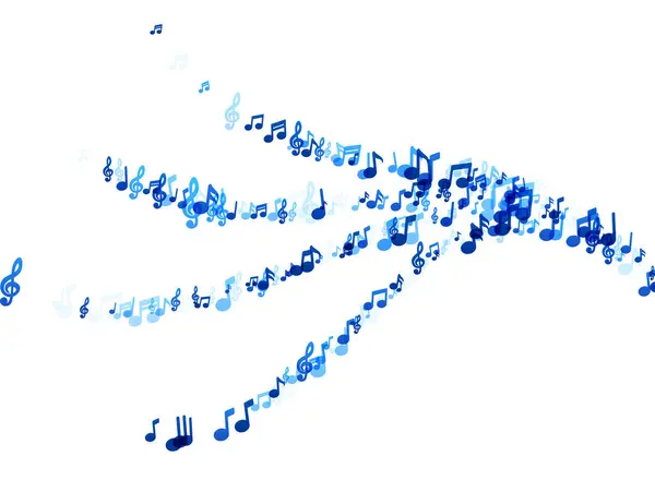 两团和谐的音乐带着不同深蓝色的音符 给人一种二重唱在白色空间中悠扬飘扬的印象 — 图库矢量图片