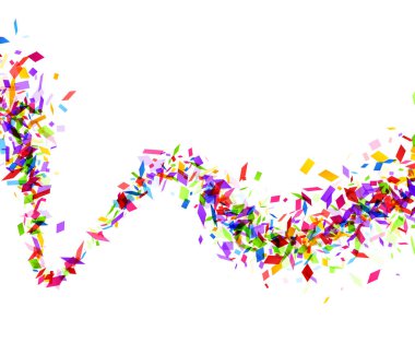 Dinamik ve enerjik soyut bir görüntü, beyaz bir arkaplan üzerinde renkli geometrik şekillerin patlamasını tasvir ederek hareket ve enerji hissi yaratıyor..