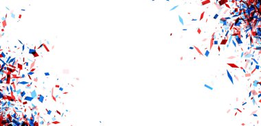 Beyaz arkaplana karşı kırmızı ve mavi parçaların çarpıcı bir grafiği, kutlamalar, ulusal bayramlar veya siyasi etkinlikler için uygun bir vatanseverlik teması oluşturuyor..