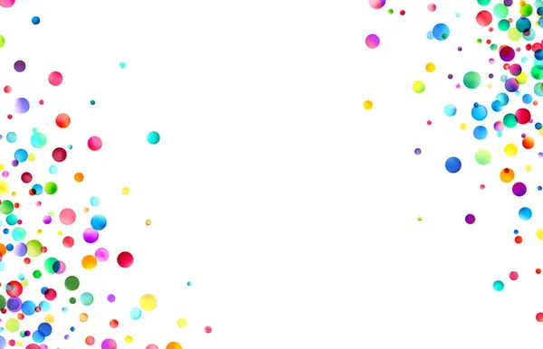 Динамичный Каскад Ярких Разноцветных Конфетти Точек Нетронутом Белом Фоне Вызывающих — стоковый вектор