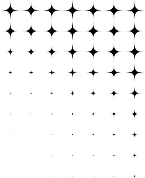 Monochromatický Gradient Černých Hvězd Zmenšujících Velikostí Vzdáleností Bílém Pozadí Vhodný Royalty Free Stock Ilustrace