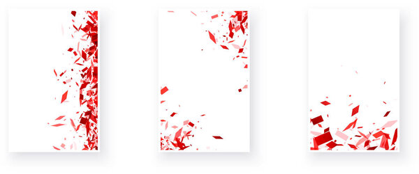 A modern and dynamic set of backgrounds with a red crystal shatter effect, conveying movement and the impact of an energetic burst, suitable for bold and powerful messaging.