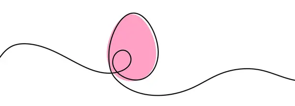 Dalgalı Siyah Bir Çizgi Üzerinde Dengeli Pembe Bir Yumurta Içeren Stok Vektör