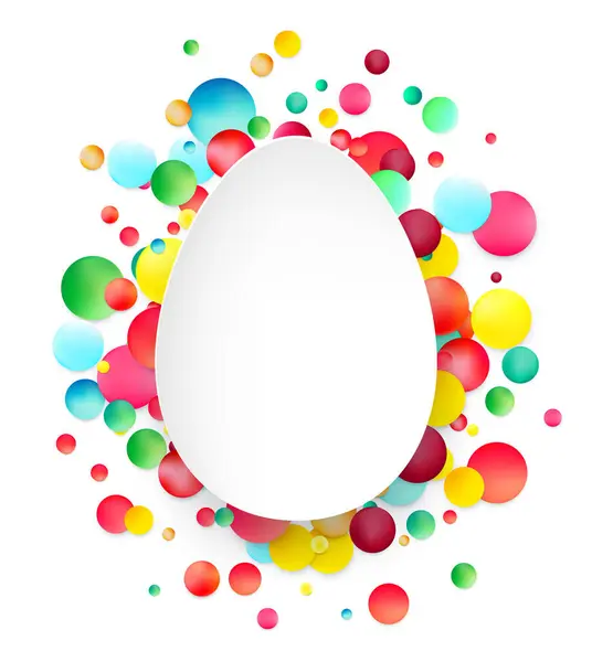 Хрустящее Белое Яйцо Центре Окруженное Разноцветными Конфетти Точками Изображающими Праздничный Лицензионные Стоковые Иллюстрации
