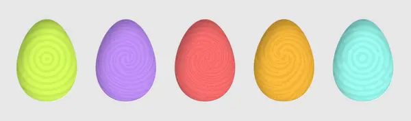 Değişik Şekillerde Paskalya Yumurtalarının Dinamik Dizilimi Her Yumurta Yeşil Mor Stok Vektör