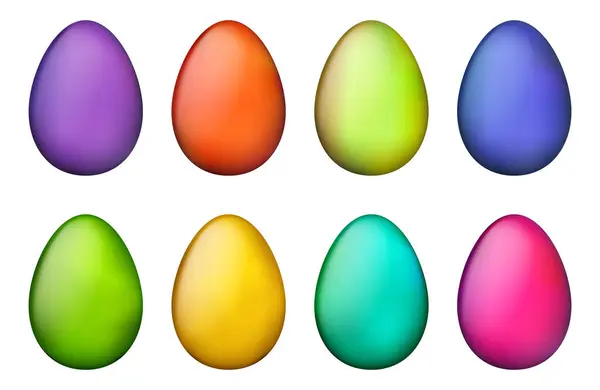 Řada Velikonočních Vajíček Každé Vykreslené Gradientu Sytých Barev Včetně Fialové Stock Vektory