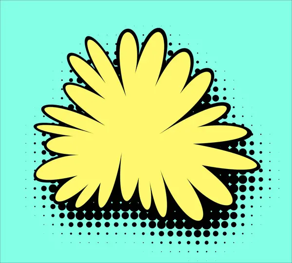 Cheerful Butter Yellow Floral Shape Contrasts Beautifully Aqua Halftone Background Векторная Графика