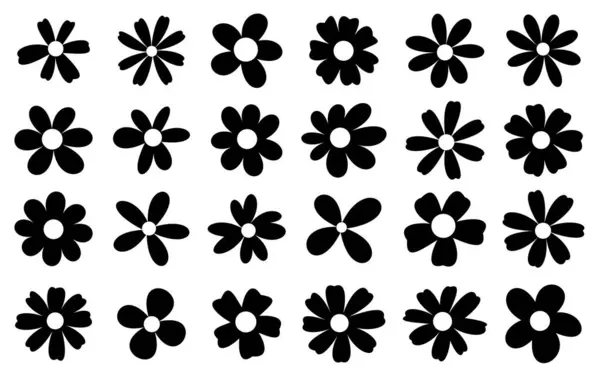 Array Black Floral Silhouettes Stands Out Simplistic Elegance Clean White Лицензионные Стоковые Векторы
