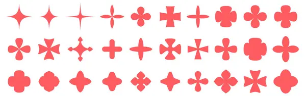 Diverse Array Red Geometric Shapes Ranging Simple Stars Complex Forms Stockvector