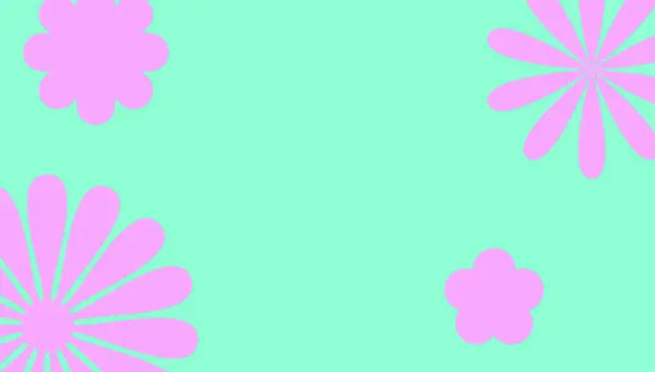 Soft Pink Floral Patterns Emerge Gently Refreshing Mint Green Background 로열티 프리 스톡 벡터
