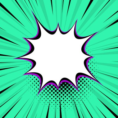 Göz alıcı yeşil çizgileri ve mor aksanlı siyah bir yarım ton deseni olan çarpıcı bir çizgi roman tarzı patlama. Enerjik ve dikkat çekici tasarımlar için mükemmel..