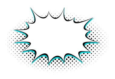 Ateşe benzer bir yarım ton şeklinde siyah-mavi renkli bir konuşma balonu, hararetli konuşmaları ya da dramatik duyuruları iletmek için ideal..