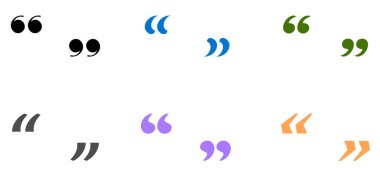 A diverse collection of colorful quotation marks in different styles, showcasing modern and creative typography. clipart