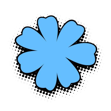 Büyüleyici bir gökyüzü mavi çiçek tasarımı koyu siyah çizgiler ve pop sanatından esinlenilmiş yarım ton arka plan siyah beyaz.