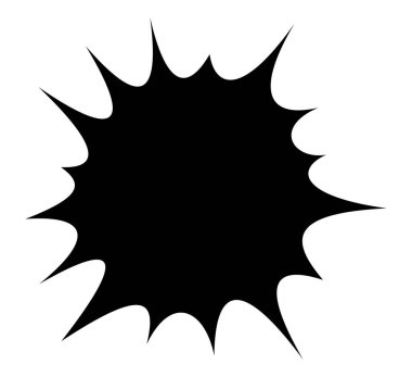 Beyaz zemin üzerinde koyu siyah dikenli bir şekil olan vektör grafik tasarım kullanımı veya kavramsal sanat için kalın bir karşıtlık sunar