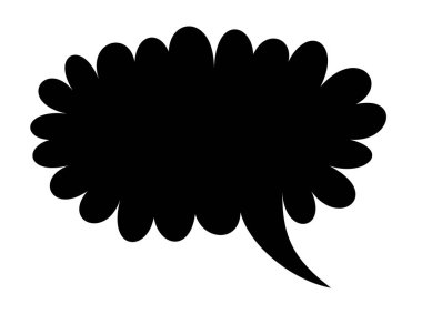 Geniş kenarlı, yaratıcı diyalog ve iletişim temaları için ideal soyut bir siyah konuşma balonu..