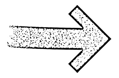 Sağa doğru benekli bir tasarım gösteren desenli siyah bir ok. Yönlendirme veya yönlendirme için uygun vektör çizimi.