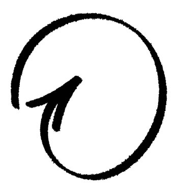 Çember şeklinde siyah fırça şeklinde bir ok. Vektör illüstrasyonu.