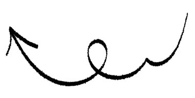 Siyah fırça şeklinde ok, sola döngü çiziyor. Vektör illüstrasyonu.