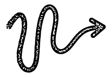 Dalgalı, desenli dizaynlı, sağı gösteren siyah ok. Vektör illüstrasyonu.