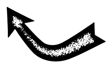 Çeşitli tasarım projeleri için uygun karmaşık desenli, yukarı doğru eğimli siyah bir ok, vektör illüstrasyonu.