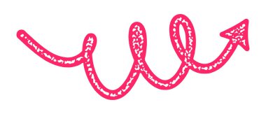 Dalgalı, desenli dizaynlı pembe ok, sağ tarafı gösteriyor. Vektör illüstrasyonu.