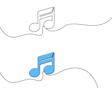 Sade ve zarif mavi müzik notası, aralıksız devam eden çizgi sanatında. Modern tasarımlar için vektör illüstrasyonu mükemmel.