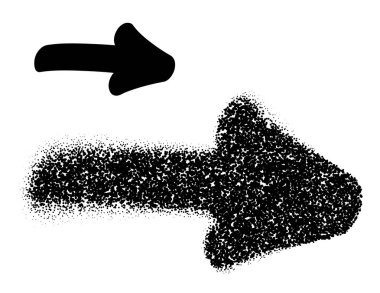 Sağa dönük ok ile noktalı eğim katı tasarıma dönüşüyor. Vektör illüstrasyonu.