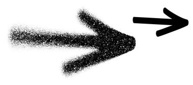 Kalın okun noktadan katı hale geçmesi hareketi ve yönü sembolize eder. Vektör illüstrasyonu.