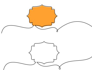 İki dekoratif şekilli soyut çizim, biri turuncu diğeri beyaz, kıvrımlı siyah çizgilerle birbirine bağlı. Tasarım, yaratıcılık veya bağlantı kavramları için idealdir.