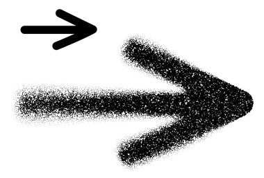 Noktalı gradyan etkisi olan kalın bir ok katı bir ana hatya dönüşüyor. Vektör illüstrasyonu.