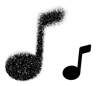 Yaratıcı müzik ve tasarım projeleri için sağlam bir ikonun yanında noktalı çeyrek nota çizimi. Vektör illüstrasyonu.