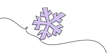 Kış ve bayram temalarını minimalist bir tarzda temsil eden kıvrımlı bir çizgide asılı mor kar taneleri süslemesi. Mevsimlik tasarımlar için mükemmel.