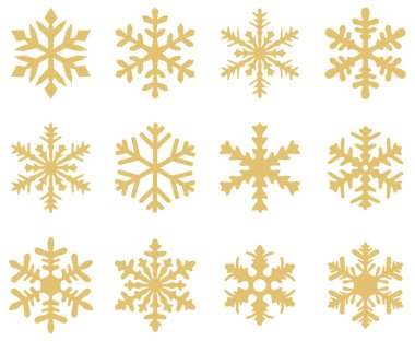 Bayram temalı ve şenlikli tasarımlar için mükemmel on iki zarif kar tanesi ikonunun vektör çizimi.