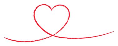 Kalıplı ve zarif kıvrımları olan el yapımı kırmızı kalp. Yaratıcı projeler için vektör illüstrasyonu.