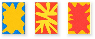 Cesur renklere ve dokulara sahip canlı, soyut organik şekiller. Modern tasarımlar için mükemmel vektör çizimi.