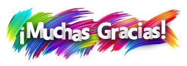 Canlı boya darbeleriyle İspanyolcada teşekkür etmenin vektör illüstrasyonu