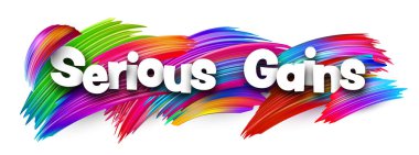 Renkli vuruşlarla ciddi kazanç metni. Büyük kripto kârları, fiyat dalgalanmaları ve piyasa momentumu için vektör illüstrasyonu.