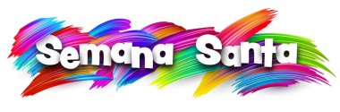 İspanyolca 'da Kutsal Hafta anlamına gelen çok renkli fırça darbeleri üzerine kalın beyaz harflerle