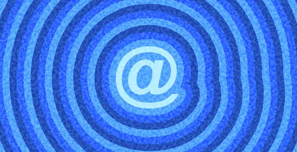 İşaret sembolü merkezli parlak mavi radyal çizgiler. Dijital ve iletişim tasarımı temalı vektör illüstrasyonu.