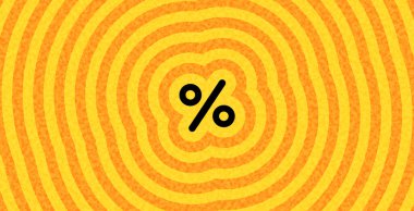 Sarı-turuncu yoğunlaşmalı dalgalanma dalgaları merkezli koyu siyah bir tabelanın vektör çizimi.