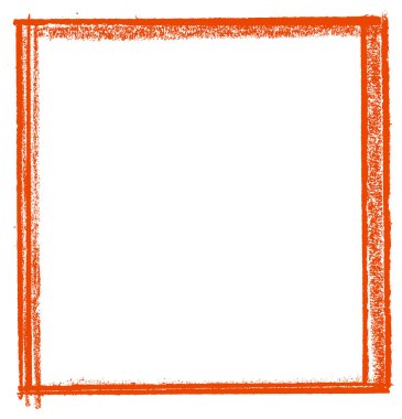 Parlak turuncu kare çerçeve, boya kalemi deseni ve yarım yamalak kenarları var. Yaratıcı tasarım projeleri için vektör illüstrasyonu.