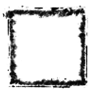 Kalın yarım tonlu mürekkep desenli Grunge kare çerçeve klasik grafik tasarım projeleri için mükemmel. Vektör illüstrasyonu.