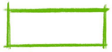 Grünge tarzı yeşil dikdörtgen çerçeve, dışa dönük fırça uçları ve katmanlı köşeleri var. Modern tasarım kullanımı için vektör illüstrasyonu.