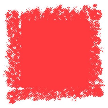 Parlak kırmızı yarım ton kare çerçeve, grunge deseni ve noktalı kenarları var. Modern ve yaratıcı tasarım için vektör illüstrasyonu.