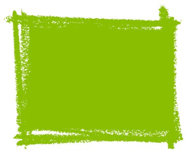 Kare şeklinde, desenli kenarları ve pürüzlü köşeleri olan el yapımı yeşil fırça çerçevesi. Yaratıcı grafik kullanımı için vektör illüstrasyonu.