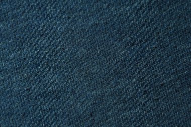Kabarık mavi örgü kumaşın makro görünümü, ince iplik döngüleri ve yumuşak desenli yüzey.